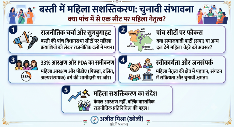बस्ती में महिला सशक्तिकरण की सुगबुगाहट तेज: क्या आगामी विधानसभा चुनाव में पांच में से किसी एक सीट पर दिखेगा महिला नेतृत्व?