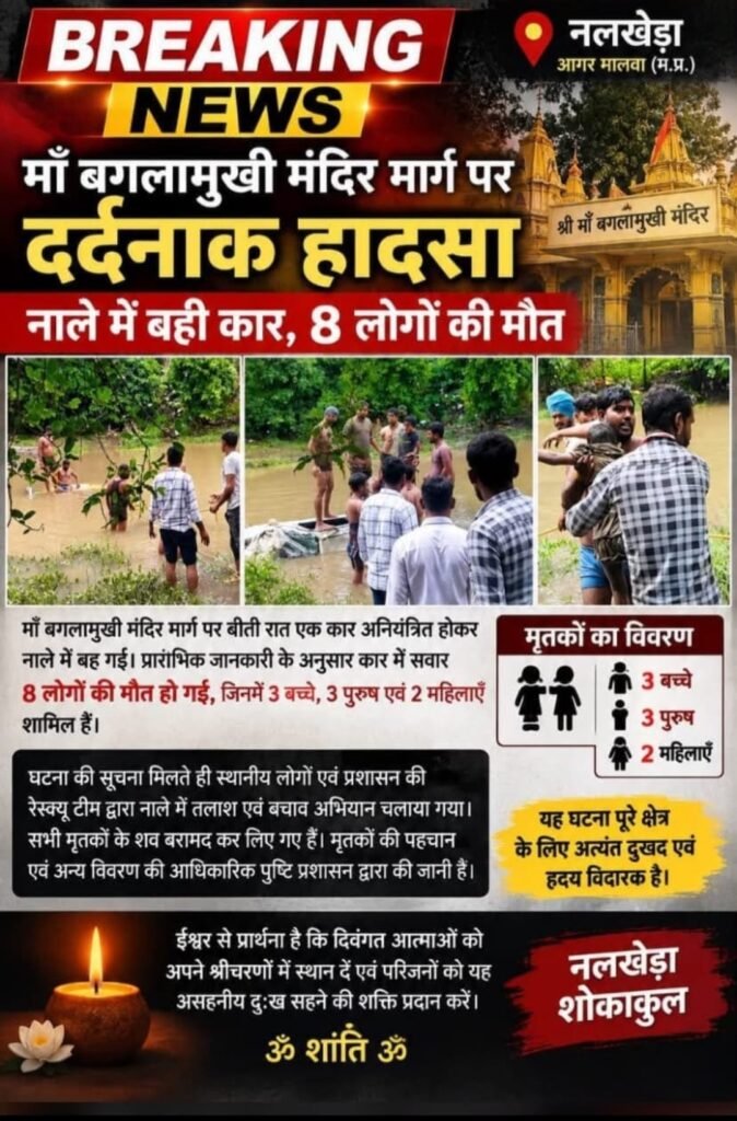 आगर मालवा जिले के नलखेड़ा में आज सुबह एक बहुत ही हृदय विदारक हादसा हुआ है। 1 नलखेड़ा - आगर-मालवा, मध्य प्रदेश