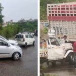 हिमाचल प्रदेश जिला कांगङां बैजनाथ ओर पपरोला.के बीच ट्रक और जीप में जोर दार टकर।