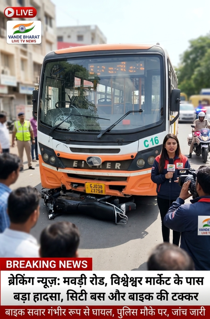 राजकोट के मवड़ी रोड स्थित विश्वेश्वर मार्केट के पास बड़ा हादसा: सिटी बस ने बाइक को मारी टक्कर 1 राजकोट के मवड़ी रोड स्थित विश्वेश्वर मार्केट के पास बड़ा हादसा: सिटी बस ने बाइक को मारी टक्कर - RAJKOT, गुजरात