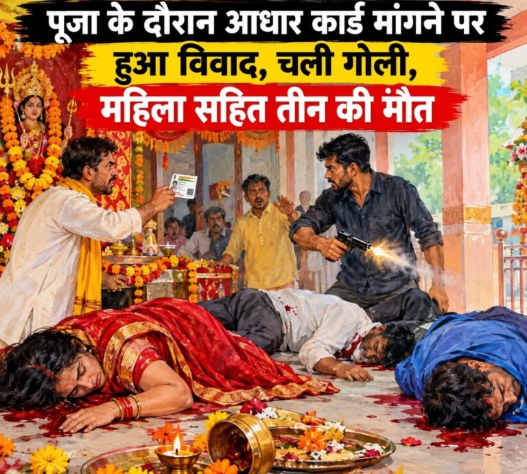 आजमगढ़: पूजा के दौरान आधार कार्ड मांगने पर हुआ विवाद, चली गोली, महिला सहित तीन की मृत्यु