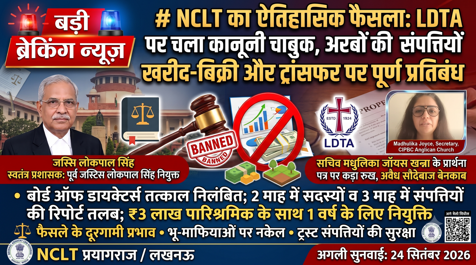 **बड़ी ब्रेकिंग न्यूज़ | NCLT का ऐतिहासिक फैसला: लखनऊ डायोसेसन ट्रस्ट एसोसिएशन (LDTA) पर चला कानूनी चाबुक, पूर्व जस्टिस लोकपाल सिंह बने स्वतंत्र प्रशासक** 2 Gemini Generated Image v354klv354klv354 scaled