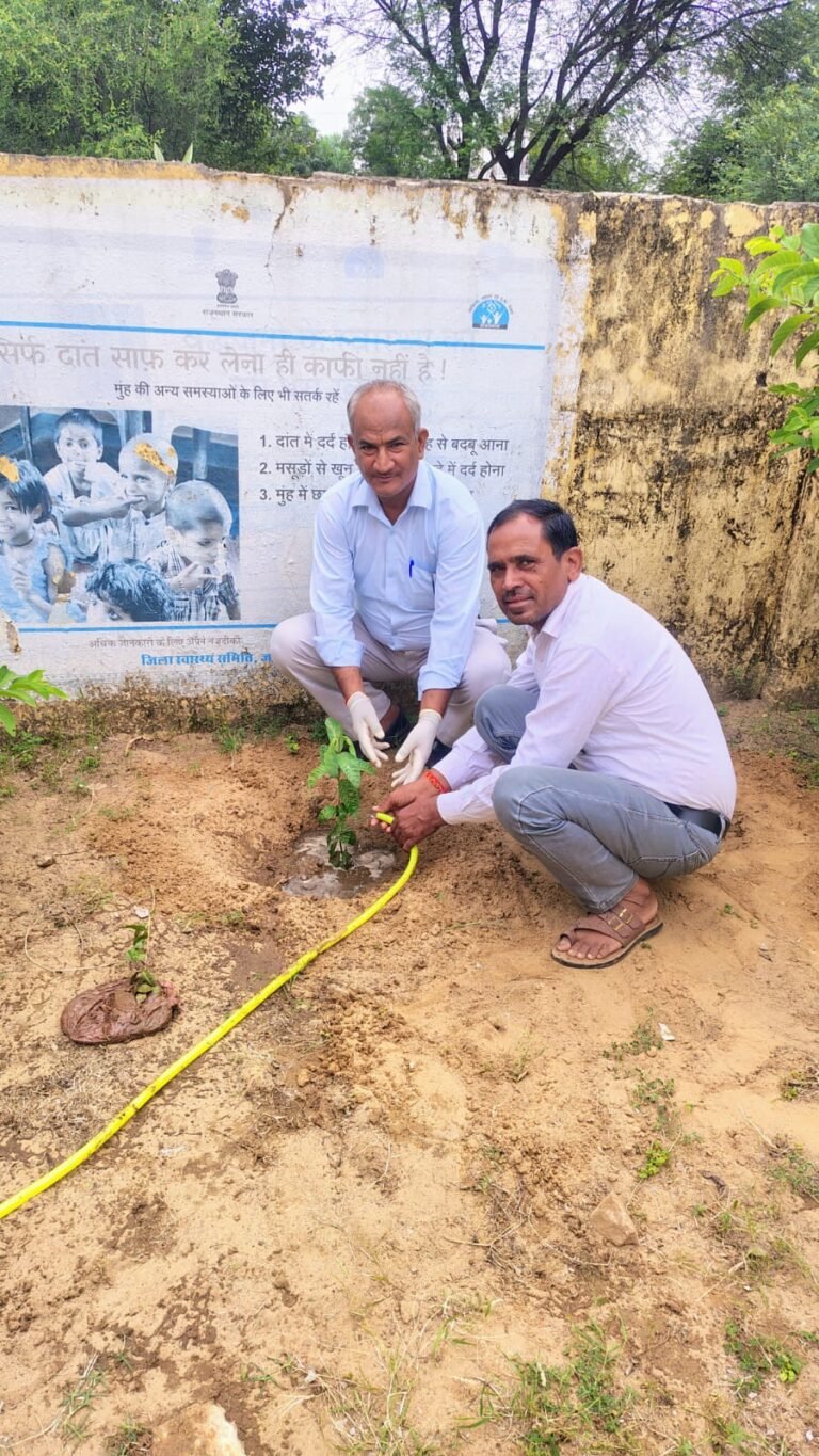 हरियालो राजस्थान अभियान के तहत धौला प्राथमिक स्वास्थ्य केन्द्र परिसर में लगाए 11 पौधे