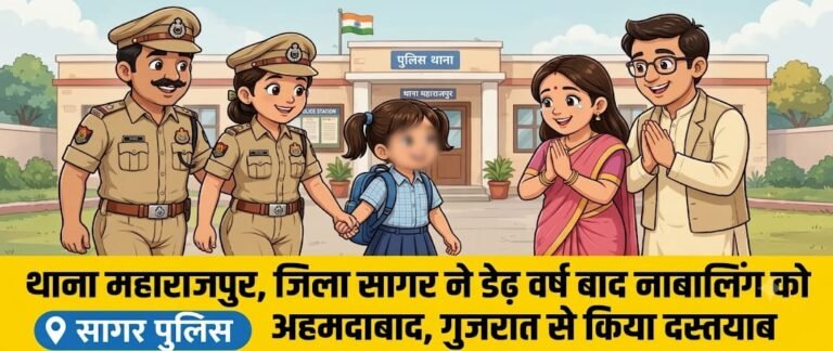 डेढ़ वर्ष पुराने प्रकरण में महाराजपुर पुलिस की बड़ी सफलता,लगातार प्रयास,गुजरात के अहमदाबाद से नाबालिग बालिका दस्तयाब