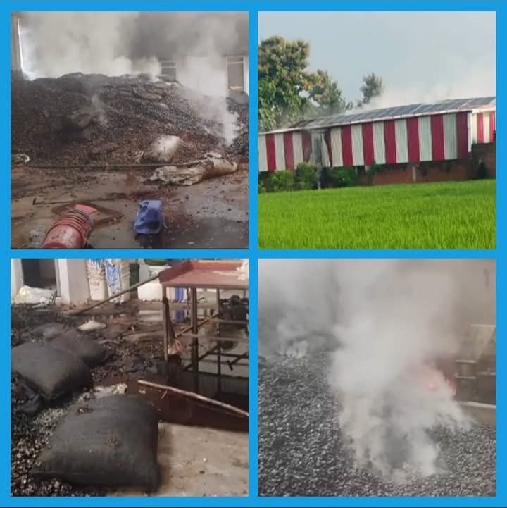 🔥 गाजीपुर में काजू एक्सपोर्ट प्लांट में भीषण आग, 32 टन RCN जलकर राख, करीब 2 करोड़ का नुकसान! बिजली आने के बाद तीनों ड्रायर मशीनें एक साथ चालू होने से शॉर्ट सर्किट की आशंका, 40 मिन
