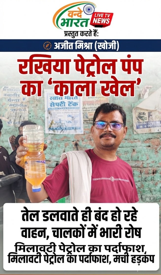 रखिया पेट्रोल पंप का ‘काला खेल’: तेल डलवाते ही बंद हो रहे वाहन, चालकों में भारी रोष