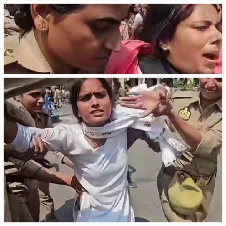 सपा कार्यकर्त्ताओं का लखनऊ हजरतगंज चौराहे पर प्रदर्शन।