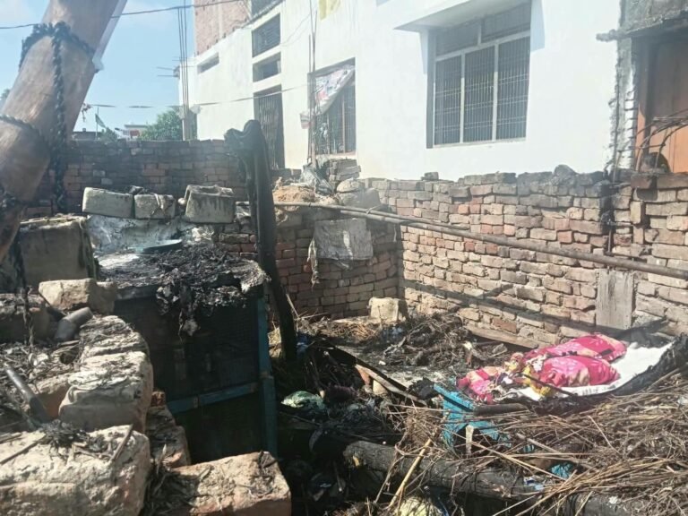 शॉर्ट सर्किट से छप्पर के मकान में भीषण आग लगी