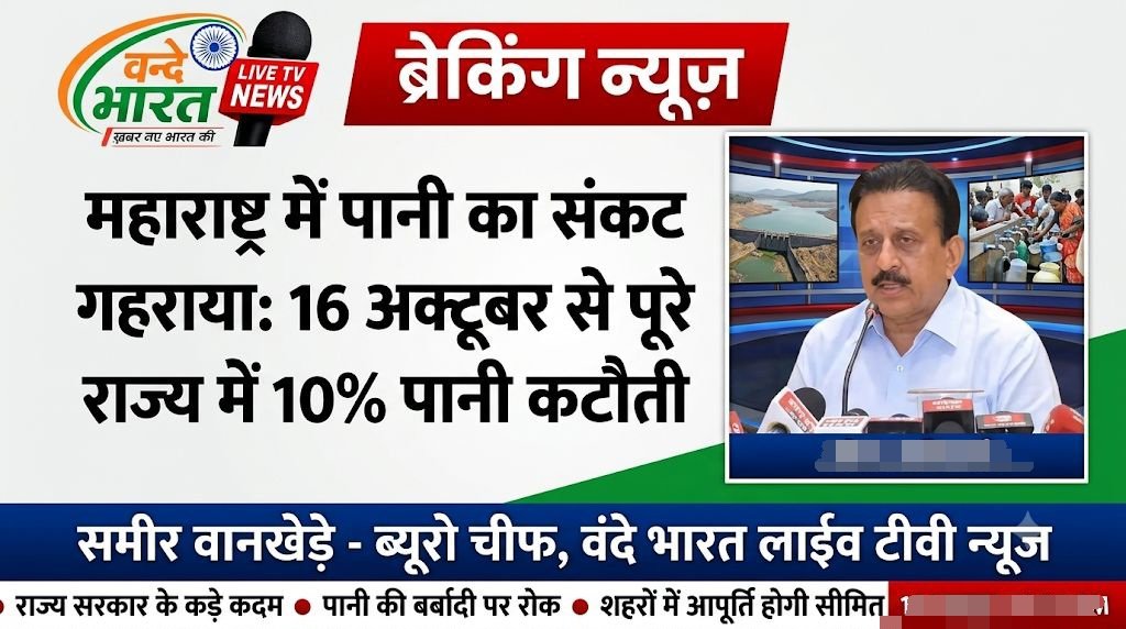 महाराष्ट्र में पानी का संकट गहराया: 16 अक्टूबर से पूरे राज्य में 10% पानी कटौती, जलसंपदा मंत्री गिरीश महाजन का ऐलान - चंद्रपूर, महाराष्ट्र