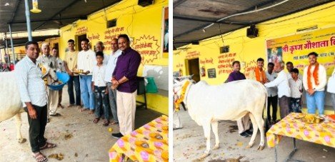 10 माह 10 दिन बाद सकुशल स्वदेश लौटे संदीप चौधरी, श्री कृष्ण गौशाला बिडवाल में किया गोमाता का पूजन
