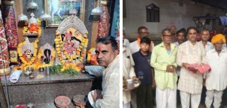 शस्त्र पुजन के अवसर पर तेजाजी मंदिर में किया शस्त्र भेंट