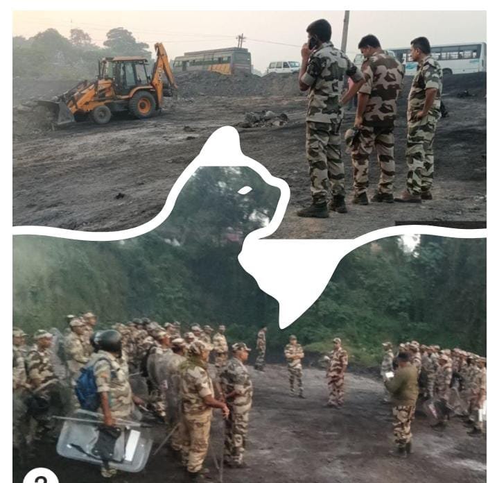 *सीआईएसएफ बुलडोजर एक्शन खास सिजुआ फुटबॉल ग्राउंड के पास अवैध कोयला खनन का मुहाना ध्वस्त* *धनबाद तेतुलमारी* आज दिनांक 23/10/2026 को कोयलांचल में अवैध खनन और कोयला चोरी के खिला