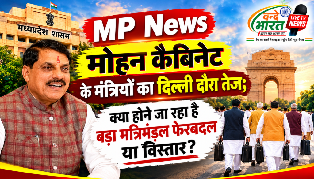 MP News: मोहन कैबिनेट के मंत्रियों का दिल्ली दौरा तेज; क्या होने जा रहा है बड़ा मंत्रिमंडल फेरबदल या विस्तार? - इन्दौर, मध्य प्रदेश