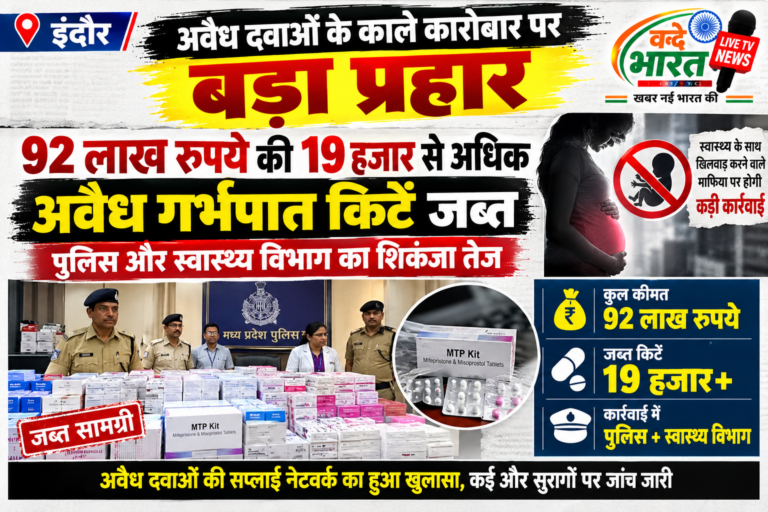 अवैध दवाओं के काले कारोबार पर बड़ा प्रहार: 92 लाख रुपये की 19 हजार से अधिक अवैध गर्भपात किटें जब्त, पुलिस और स्वास्थ्य विभाग का शिकंजा तेज