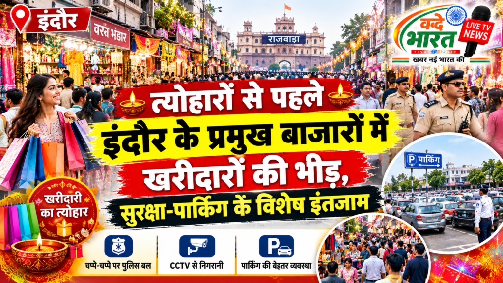 त्योहारों से पहले इंदौर के प्रमुख बाजारों में खरीदारों की भीड़, सुरक्षा-पार्किंग के विशेष इंतजाम 1 त्योहारों से पहले इंदौर के प्रमुख बाजारों में खरीदारों की भीड़, सुरक्षा-पार्किंग के विशेष इंतजाम - इन्दौर, मध्य प्रदेश