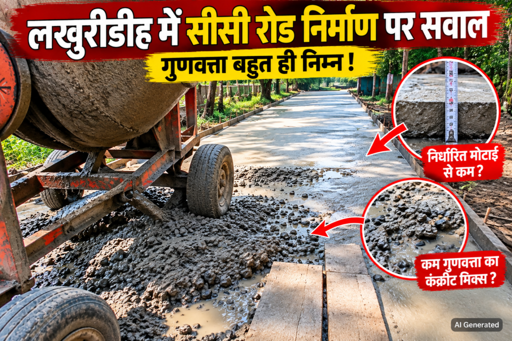 लखुरीडीह में सीसी रोड निर्माण पर गंभीर सवाल, तकनीकी मानकों की अनदेखी - सारंगढ़-बिलाईगढ़, छत्तीसगढ़