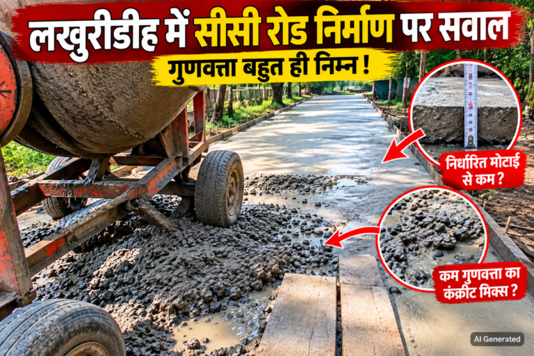 लखुरीडीह में सीसी रोड निर्माण पर गंभीर सवाल, तकनीकी मानकों की अनदेखी