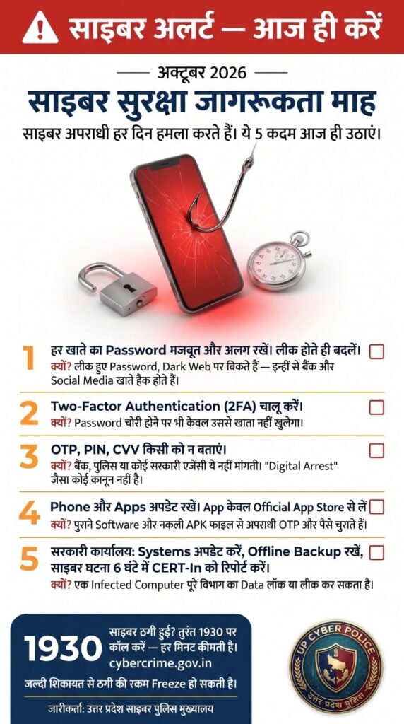 साइबर सुरक्षा जागरूकता माह – अक्टूबर 2026* 1 साइबर सुरक्षा जागरूकता माह – अक्टूबर 2026* - MAHRAJGANJ, उत्तर प्रदेश