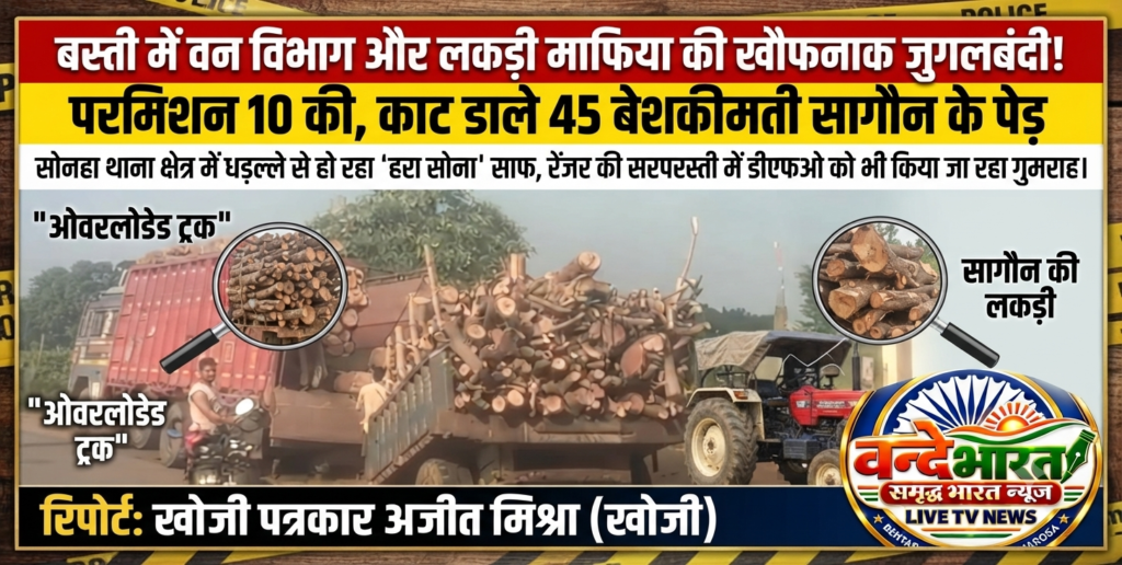 बस्ती: परमिशन 10 की, काट डाले 45 बेशकीमती सागौन; विभागीय सह पर फल-फूल रहा लकड़ी माफियाओं का साम्राज्य! - BASTI, उत्तर प्रदेश