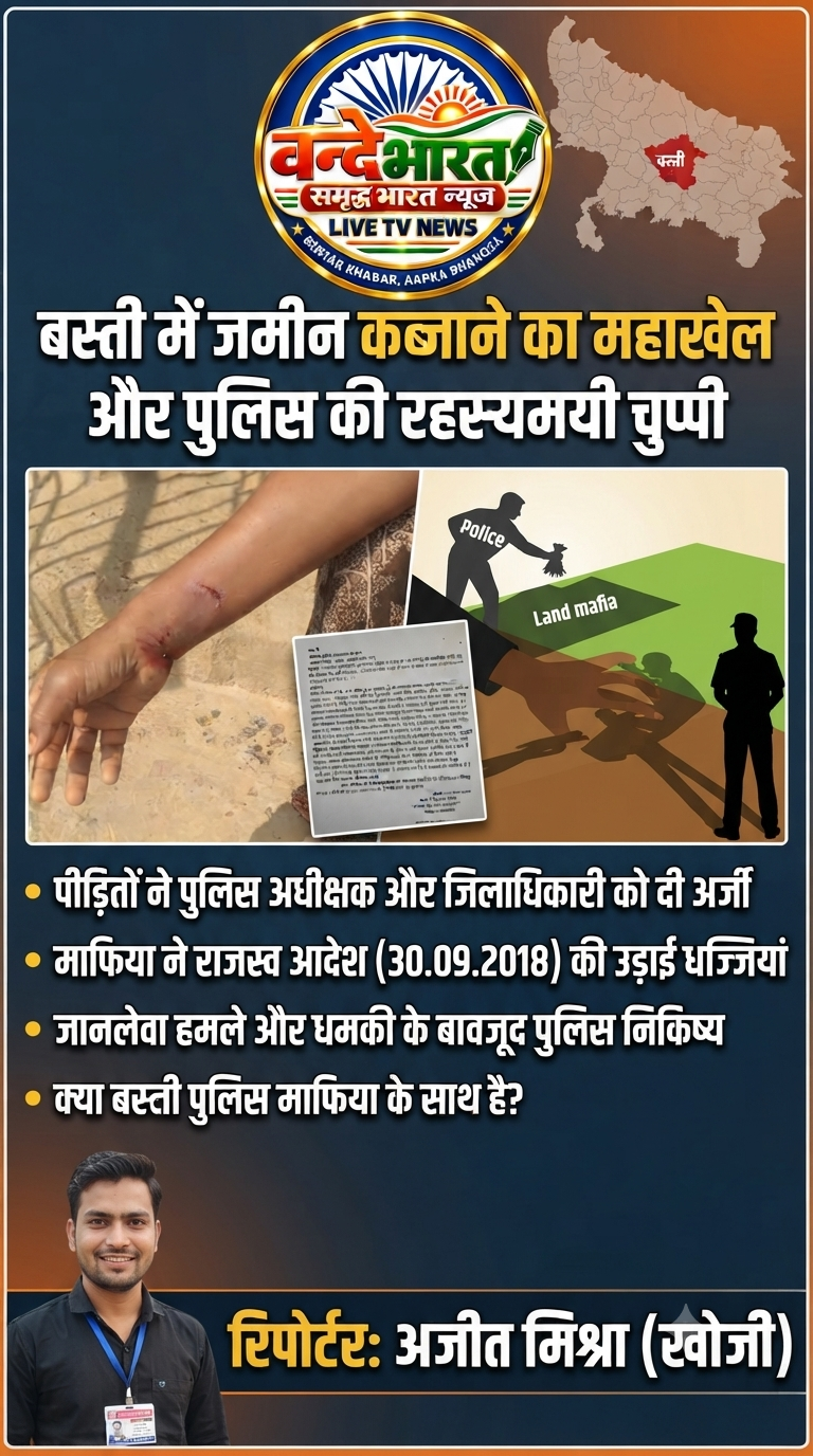 बस्ती: प्रशासनिक आदेशों की सरेआम धज्जियां, गाटा संख्या 207ख पर दबंगों द्वारा अवैध कब्जे का प्रयास और पुलिस की निष्क्रियता।