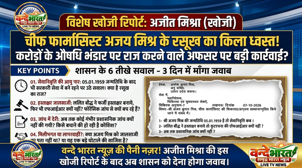 67 की उम्र में भी सरकारी सेवा जारी! बस्ती के सीएमएसडी स्टोर में तैनात चीफ फार्मासिस्ट अजय मिश्र के कारनामों पर शासन सख्त, 3 दिन में मांगी रिपोर्ट 1 67 की उम्र में भी सरकारी सेवा जारी! बस्ती के सीएमएसडी स्टोर में तैनात चीफ फार्मासिस्ट अजय मिश्र के कारनामों पर शासन सख्त, 3 दिन में मांगी रिपोर्ट - BASTI, उत्तर प्रदेश