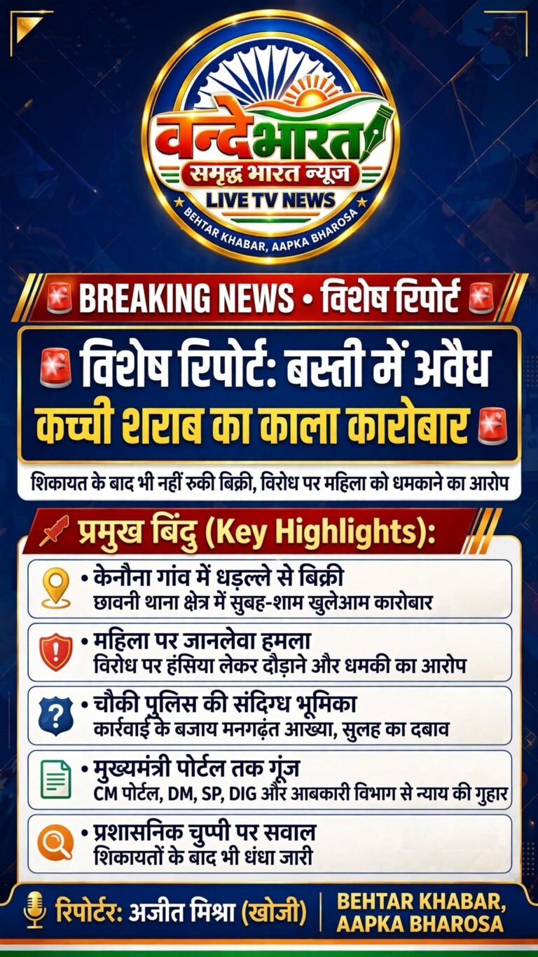 केनौना में धड़ल्ले से बिक रही कच्ची शराब: छावनी थाना क्षेत्र के केनौना गांव में सुबह-शाम अवैध शराब की बिक्री का मामला गरमाया, पीड़ित महिला ने एसपी और मुख्यमंत्री पोर्टल से लगाई गुह