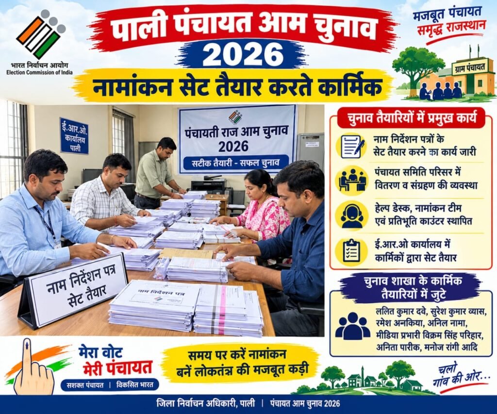 पंचायत चुनाव को लेकर नामांकन प्रक्रिया की तैयारियां अंतिम चरण में 1 पंचायत चुनाव को लेकर नामांकन प्रक्रिया की तैयारियां अंतिम चरण में - PALI, राजस्थान