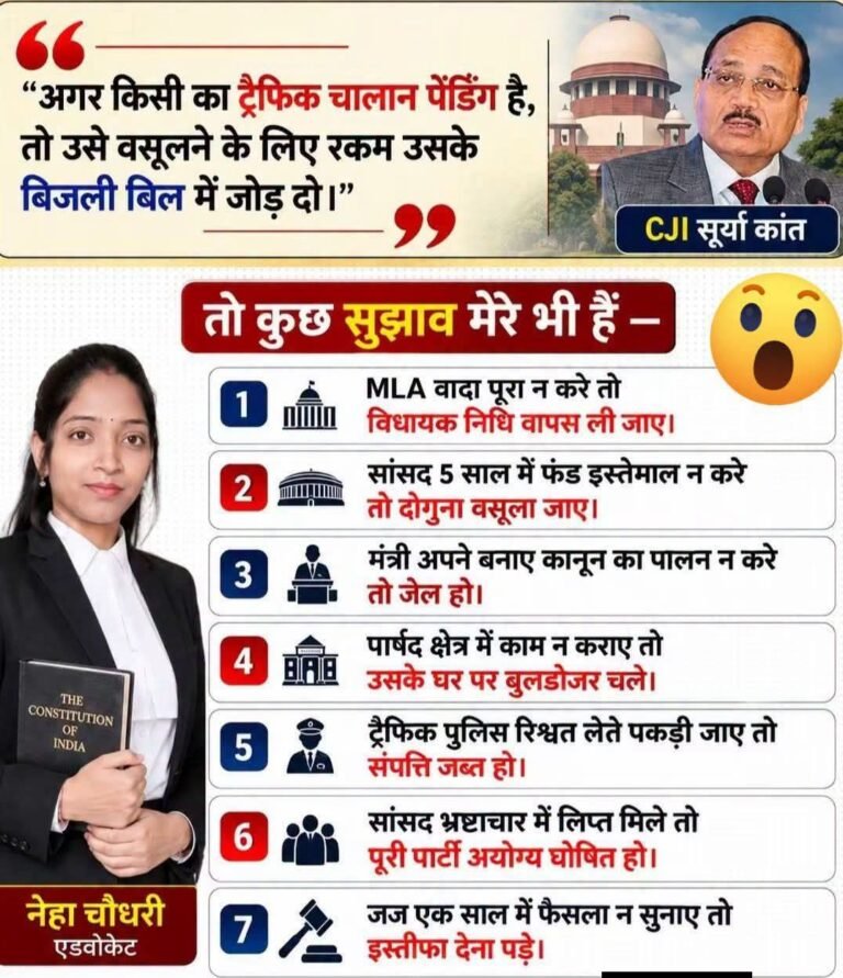 सुप्रीम कोर्ट के चालान सुझाव के बाद एडवोकेट नेहा चौधरी ने रखे 7 सवाल