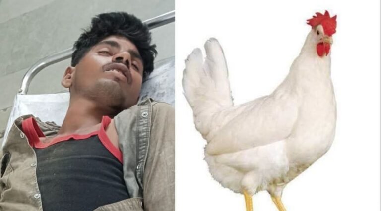 सागर में हैरान करने वाला मामला: युवक ने जिंदा मुर्गा निगलने की कोशिश की
