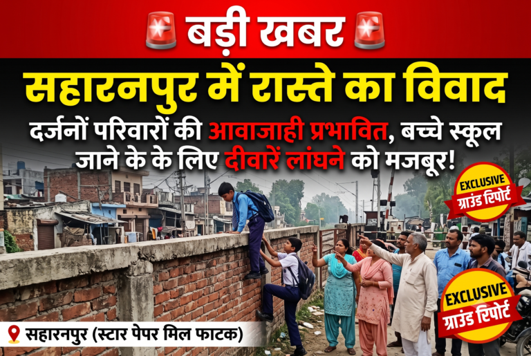 सहारनपुर में रास्ते का विवाद: दर्जनों परिवारों की आवाजाही प्रभावित, स्कूल जाने के लिए दीवारें लांघने को मजबूर होने का दावा!