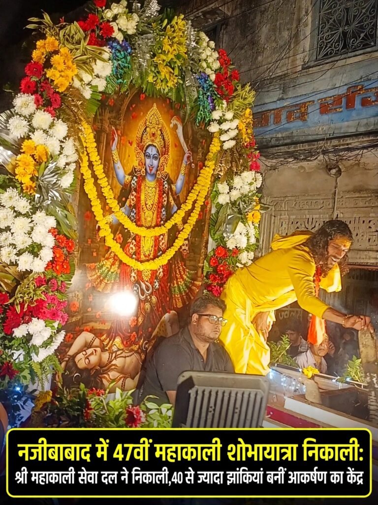 नजीबाबाद में 47वीं महाकाली शोभायात्रा निकली: श्री महाकाली सेवा दल ने निकाली, 40 से ज्यादा झांकियां बनीं आकर्षण का केंद्र - BIJNOR, उत्तर प्रदेश