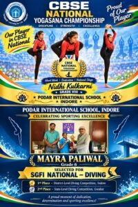पोदार इंटरनेशनल स्कूल, इंदौर की निधि और मायरा का राष्ट्रीय स्तर पर चयन।
