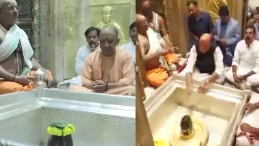 बाबा विश्वनाथ दरबार में पहुंचे रक्षामंत्री राजनाथ सिंह, सीएम योगी व डिप्टी सीएम ब्रजेश पाठक !! हाजिरी लगाकर किया दर्शन-पूजन…